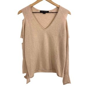 Skull Cashmere Pale Blush Pink Cutout Sleeve V-neck Cashmere Sweater